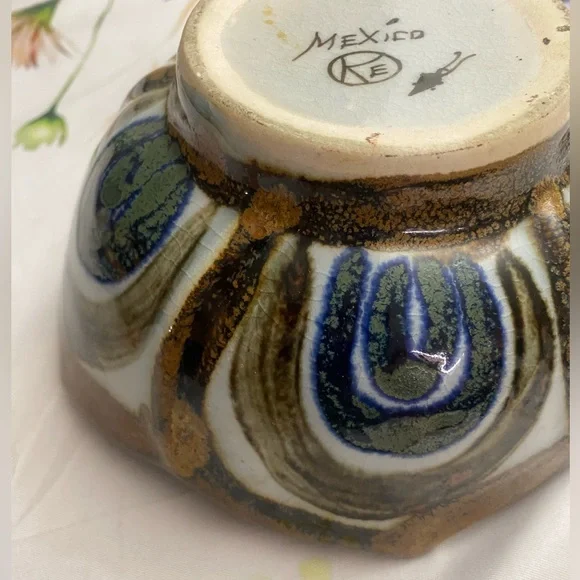 El Palomar Ken Edwards Mexican Pottery Blue Lotus Bowl Collector Vintage - Picture 5 of 10